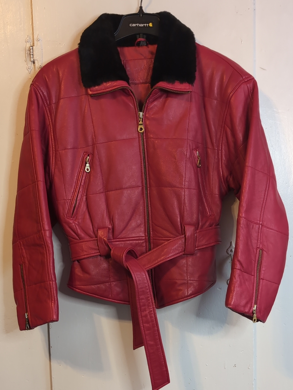 Jacqueline Ferrar Red Leather Jacket womens medium